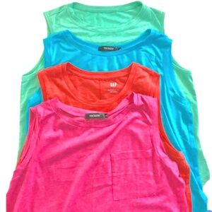 Set of 4 Womens Tank Tops, Pink, Red, Blue and Green, L